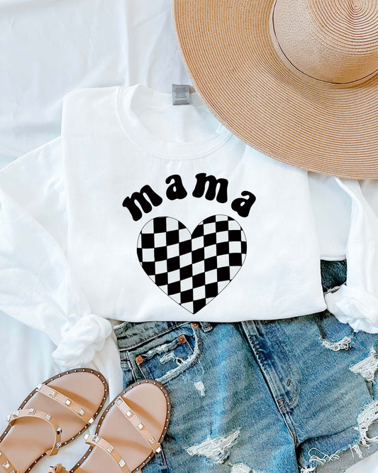 Checkered Heart Mama Crewneck